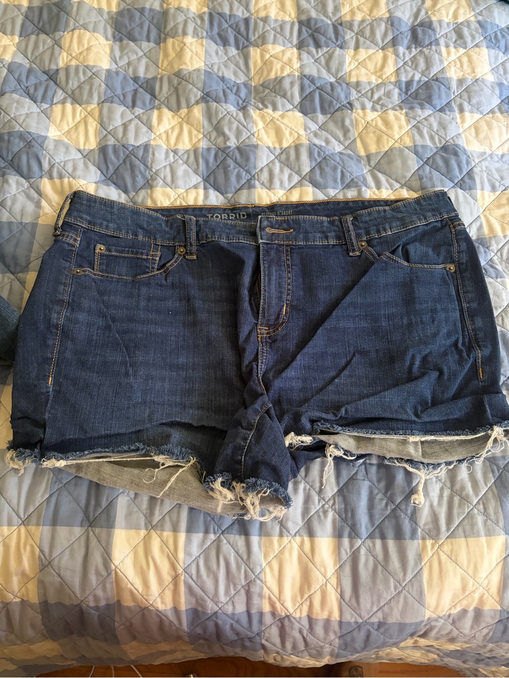 torrid Blue Distressed Denim Cutoff Shorts